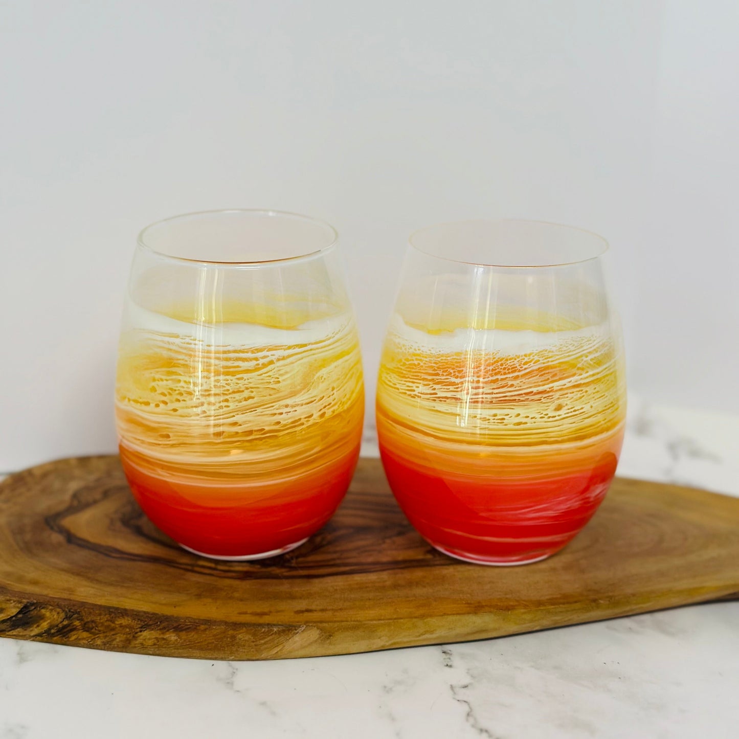 Sunset Stemless Wine Glasses