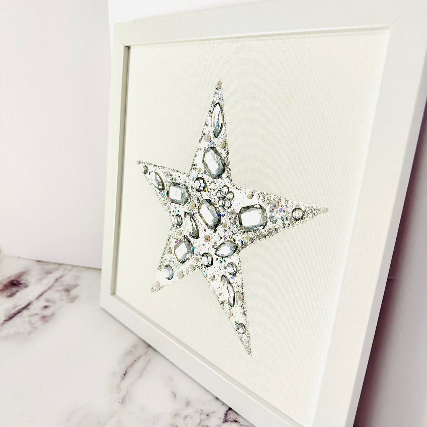 Silver Star Painting with Rhinestones