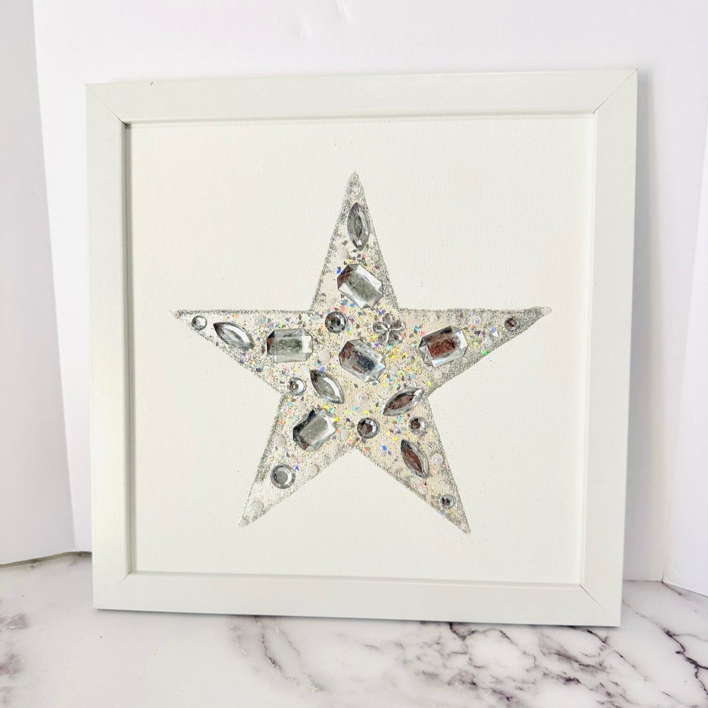 Silver Star Painting with Rhinestones