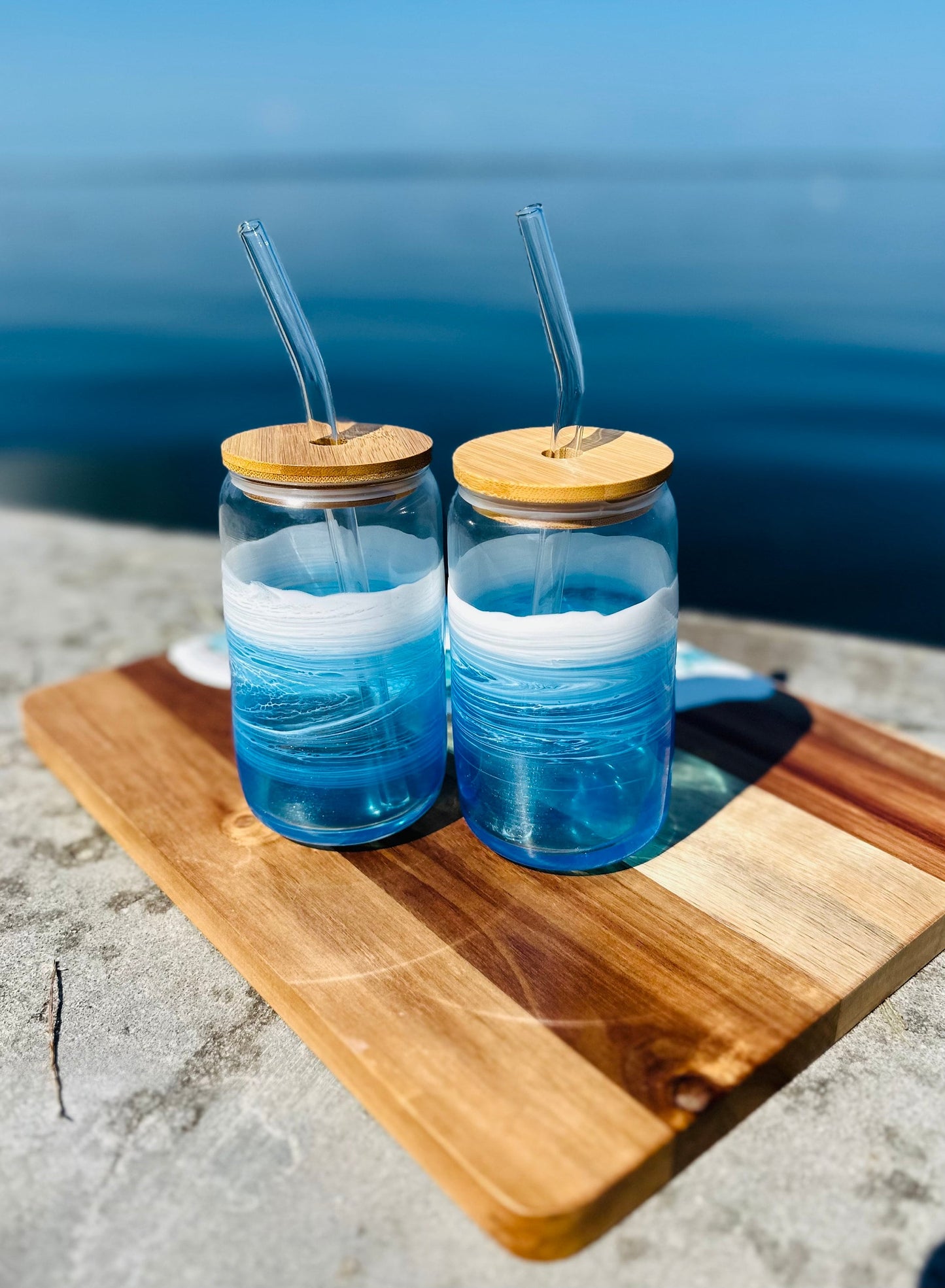 Ocean Inspired Iced Coffee Glass