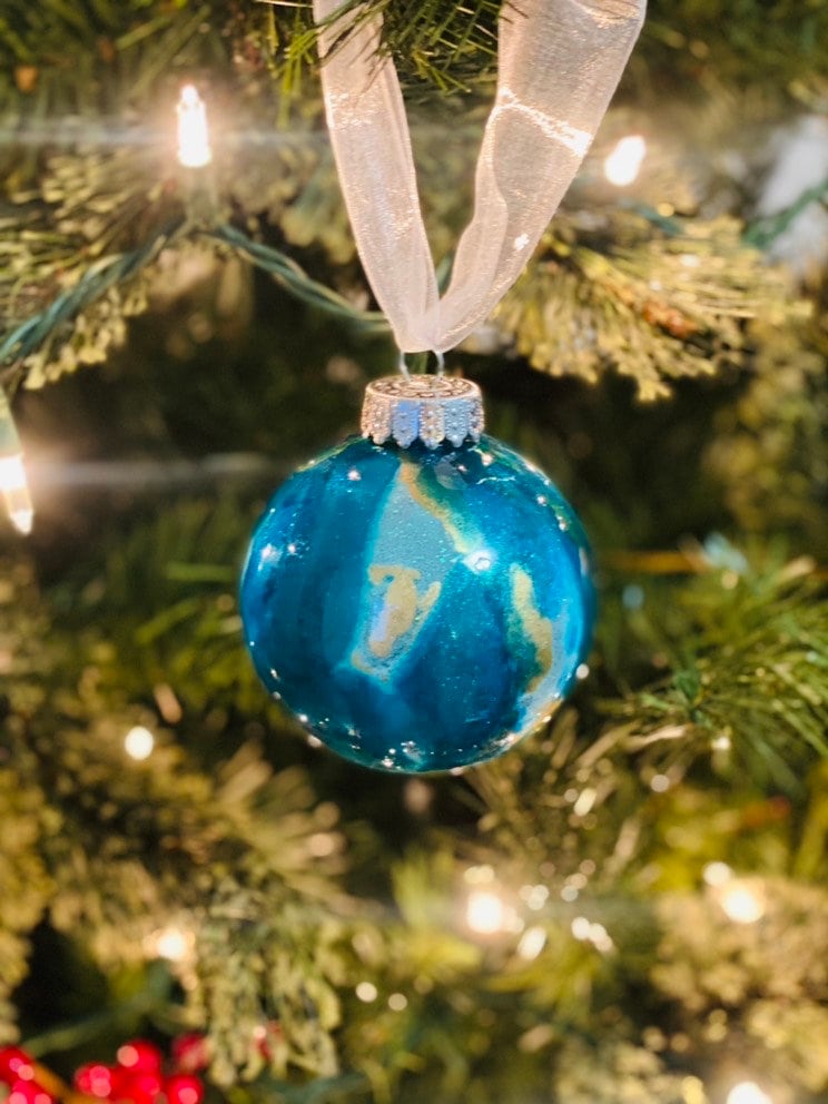 Alcohol Ink & Glitter Ornament
